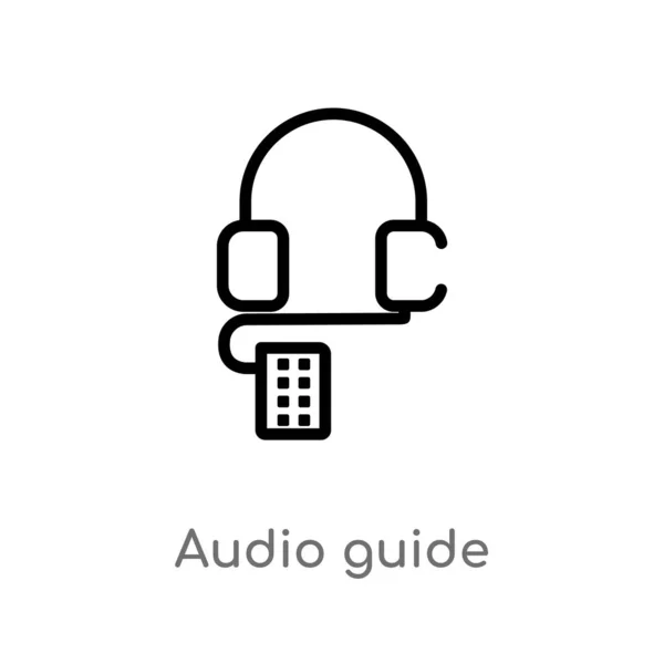 Contorno Icono Vector Guía Audio Aislado Negro Simple Línea Elemento — Archivo Imágenes Vectoriales