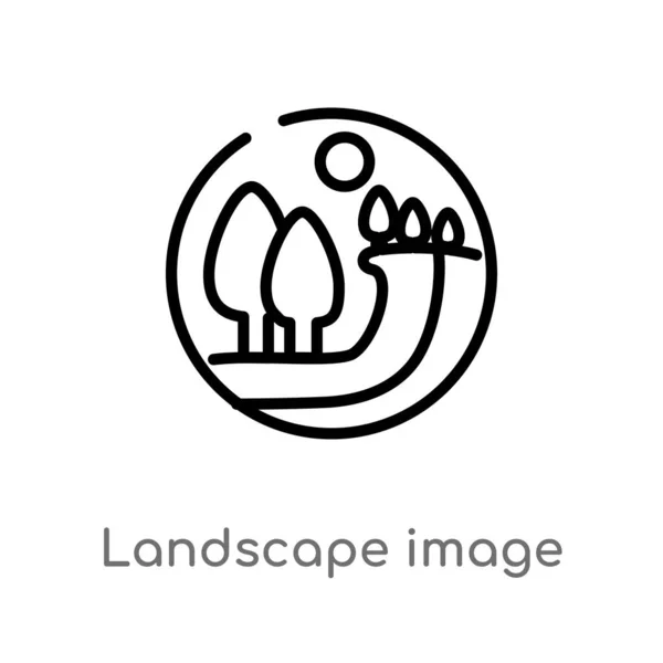 Manzara Resim Vektör Simgesini Anahat Ekoloji Kavramından Izole Siyah Basit — Stok Vektör