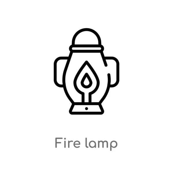 Contorno Lámpara Fuego Icono Vectorial Aislado Negro Simple Línea Elemento — Vector de stock