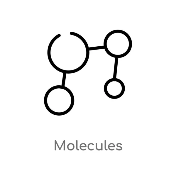 Delinear Moléculas Vetor Ícone Isoladamente Preto Simples Ilustração Elemento Linha —  Vetores de Stock
