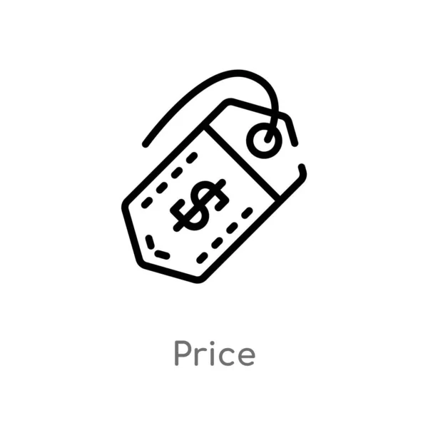 アウトライン価格ベクトルアイコン マーケティングの概念から孤立した黒シンプルなライン要素のイラスト 白の背景に編集可能なベクトルストローク価格アイコン — ストックベクタ