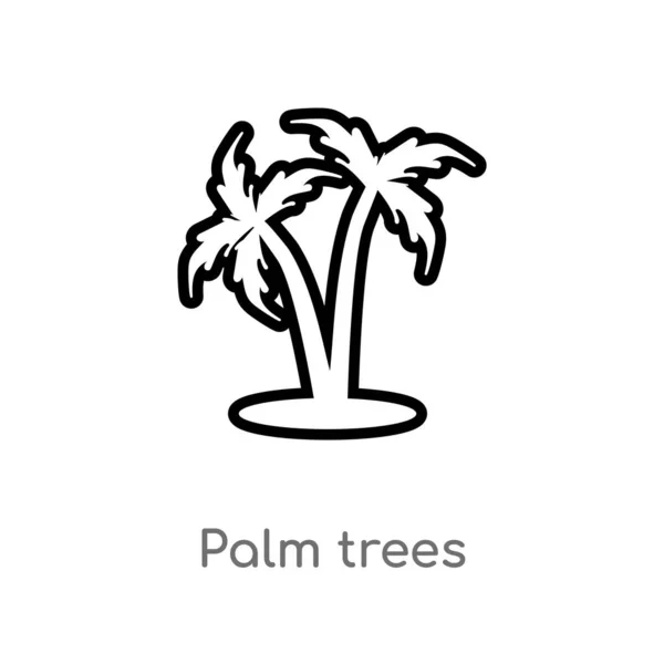 Outline Palm Trees Vector Icon Isolated Black Simple Line Element — Stock Vector