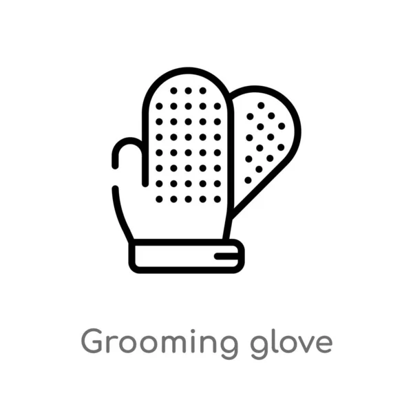 Schets Grooming Handschoen Vector Icoon Geïsoleerde Zwarte Eenvoudige Lijn Element — Stockvector