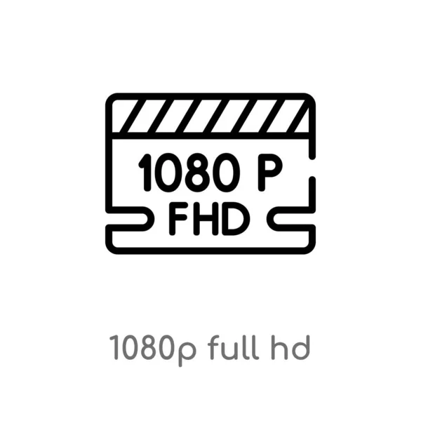 Anahat 1080P Full Vektör Simgesi Sinema Kavramından Izole Siyah Basit — Stok Vektör