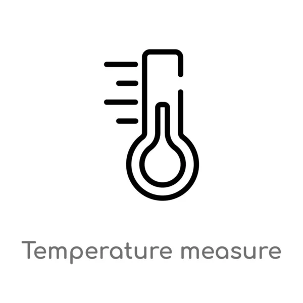 Overzicht Temperatuurmeting Vector Icoon Geïsoleerde Zwarte Eenvoudige Lijn Element Illustratie — Stockvector