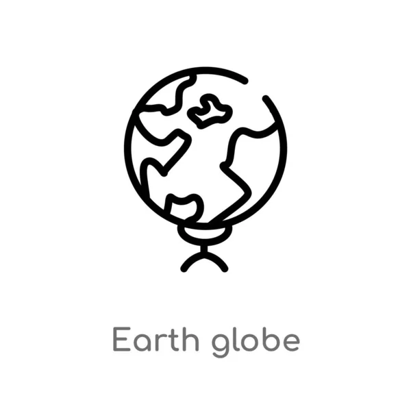 Umreißen Erde Globus Vektor Symbol Isolierte Schwarze Einfache Linie Element — Stockvektor