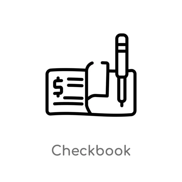 Esboço Ícone Vetor Checkbook Isoladamente Preto Elemento Linha Simples Ilustração — Vetor de Stock