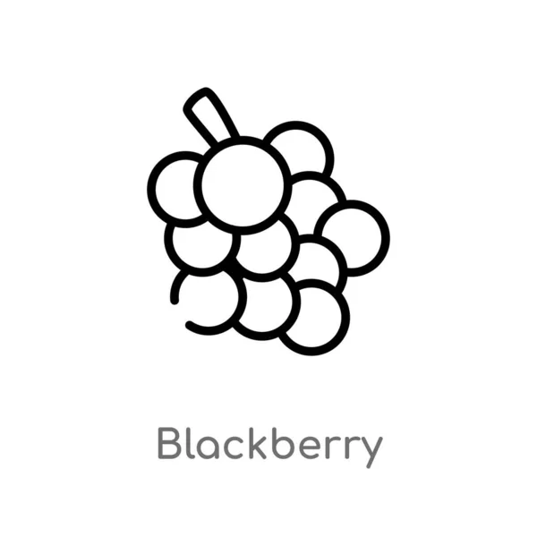 Umreißen Blackberry Vektor Symbol Vereinzelte Schwarze Einfache Linie Element Illustration — Stockvektor