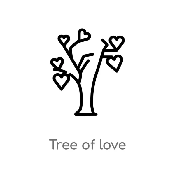 Disposition Träd Kärlek Vektor Ikon Isolerad Svart Enkel Linjeelement Illustration — Stock vektor