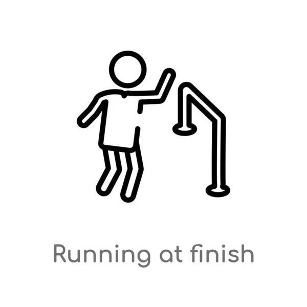 Outline Running Finish Line Vector Icon Isolated Black Simple Line — Stock Vector