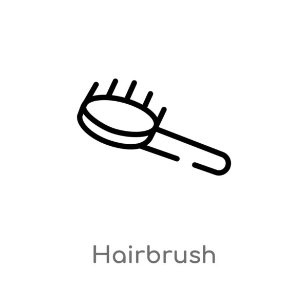 Outline Hairbrush Vector Icon Isolated Black Simple Line Element Illustration — Stock Vector