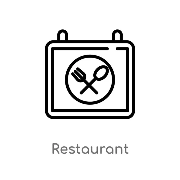 Overzichts Restaurant Vector Pictogram Geïsoleerde Zwarte Eenvoudige Lijn Element Illustratie — Stockvector