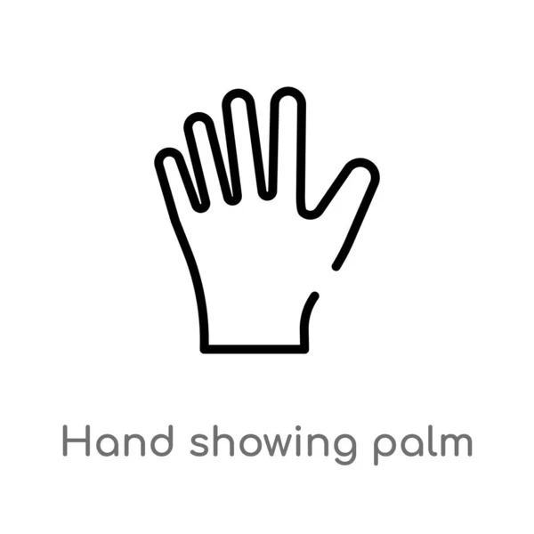 Outline Hand Showing Palm Vector Icon Isolated Black Simple Line — Stock Vector