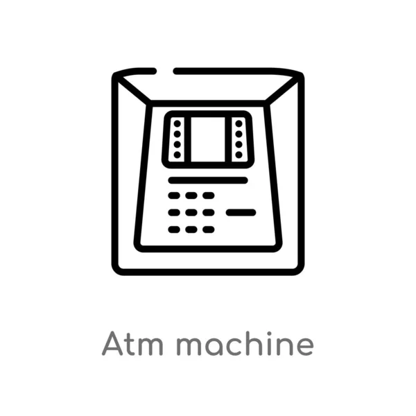 Outline Atm Machine Vector Icon Isolated Black Simple Line Element — Stock Vector