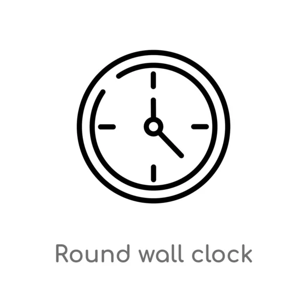 Delinear Ícone Vetor Relógio Parede Redonda Isolado Preto Simples Ilustração — Vetor de Stock