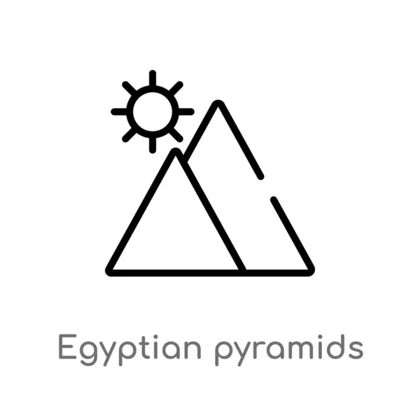 Contour Pyramides Égyptiennes Icône Vectorielle Illustration Isolée Élément Ligne Simple — Image vectorielle