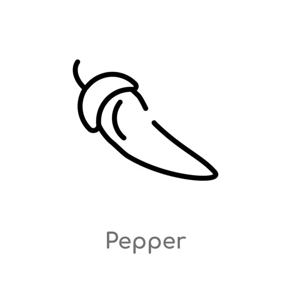Obrysový Vektor Ikony Pepper Samostatná Černá Jednoduchá Čára Ilustrace Konceptu — Stockový vektor