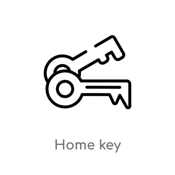 Umreißen Home Key Vektor Icon Vereinzelte Darstellung Schwarzer Einfacher Linien — Stockvektor