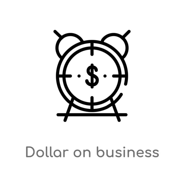 Dollar Contour Sur Icône Vectorielle Temps Affaires Illustration Isolée Élément — Image vectorielle