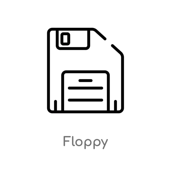 Vector Pictogram Voor Overzichts Diskette Geïsoleerde Zwarte Eenvoudige Lijn Element — Stockvector