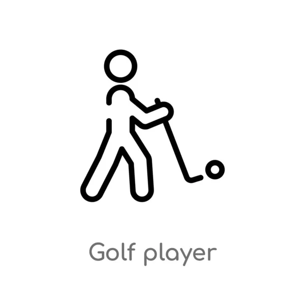 Outline Golfspeler Vector Icoon Geïsoleerde Zwarte Eenvoudige Lijn Element Illustratie — Stockvector