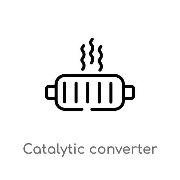 輪郭触媒コンバーターベクトルアイコン 輸送コンセプトから分離された黒シンプルライン要素イラスト 白い背景に編集可能なベクトルストローク触媒コンバーターのアイコン — ストックベクタ