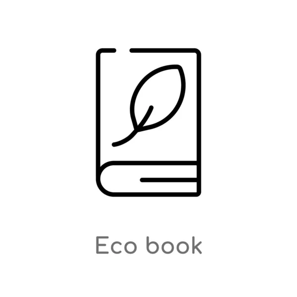 Overzicht Eco Boek Vector Pictogram Geïsoleerde Zwarte Eenvoudige Lijn Element — Stockvector