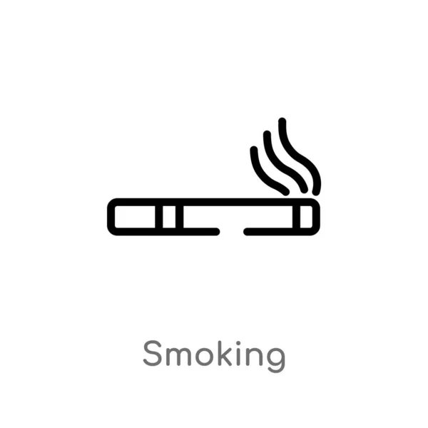 概述吸烟媒介图标 从酒店概念中分离出黑色简单线条元素插图 白色背景上的可编辑矢量笔画吸烟图标 — 图库矢量图片
