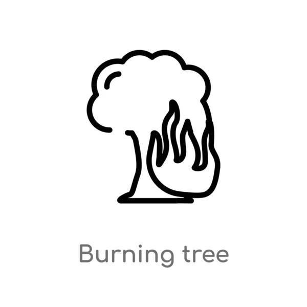 Delinear Ícone Vetor Árvore Chamas Isolado Preto Simples Ilustração Elemento —  Vetores de Stock