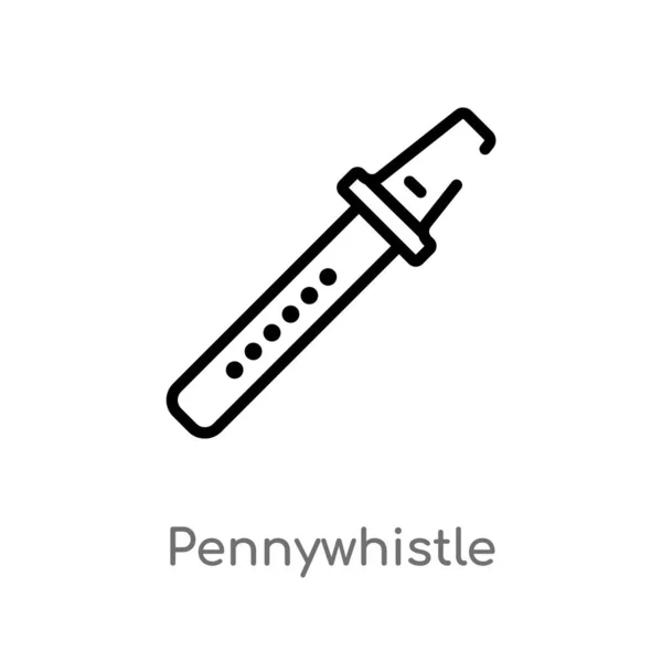 Contorno Pennywhistle Vector Icono Aislado Negro Simple Línea Elemento Ilustración — Archivo Imágenes Vectoriales