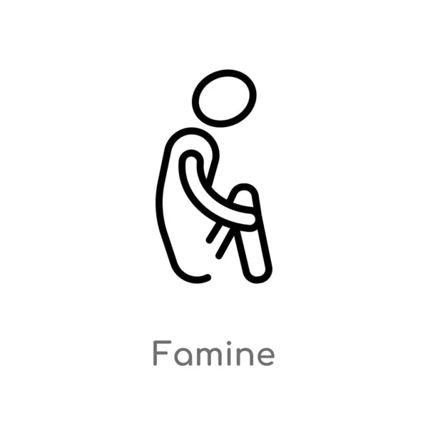 Outline Famine Vector Icon Isolated Black Simple Line Element Illustration — Stock Vector