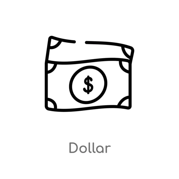 Outline Dollar Vector Icon Isolated Black Simple Line Element Illustration — Stock Vector