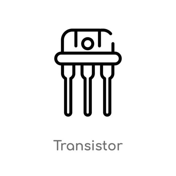 Outline Ikon Vektor Transistor Mengisolasi Ilustrasi Elemen Garis Sederhana Hitam - Stok Vektor
