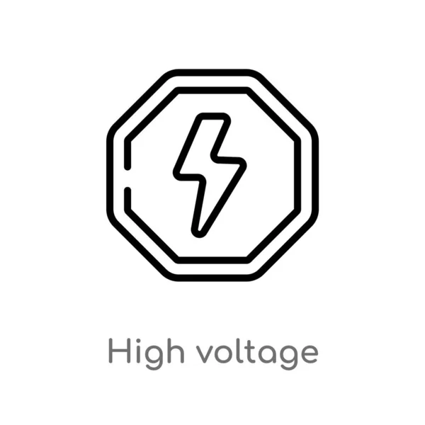 Zarysie Ikony Wektora Wysokiego Napięcia Białym Tle Prosta Ilustracja Element — Wektor stockowy