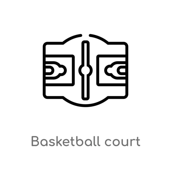 Umriss Basketballfeld Vektor Symbol Vereinzelte Schwarze Einfache Linie Element Illustration — Stockvektor