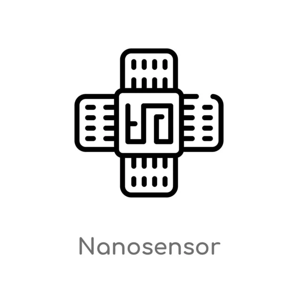 Vázlat Nanosensor Vektor Ikon Izolált Fekete Egyszerű Vonal Elem Illusztráció — Stock Vector