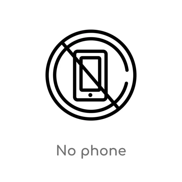 Contorno Ningún Icono Del Vector Del Teléfono Aislado Negro Simple — Archivo Imágenes Vectoriales