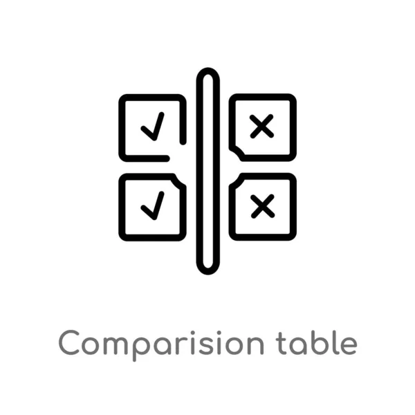 Esboço Tabela Comparação Vetor Ícone Ilustração Elemento Linha Simples Preto — Vetor de Stock