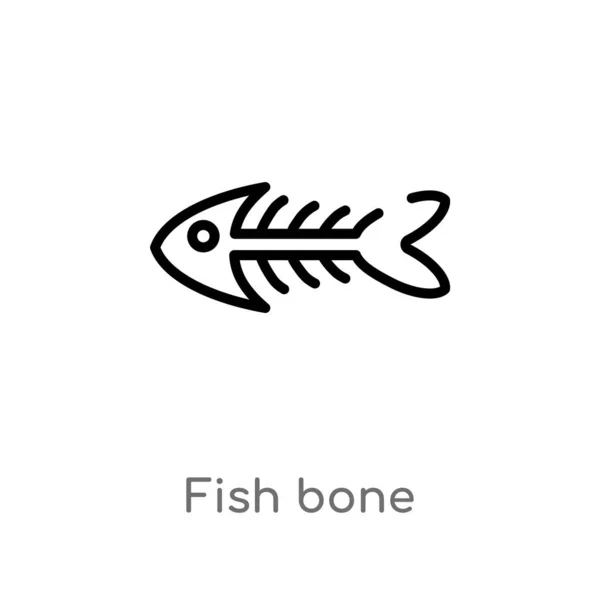 Outline Fish Bone Vector Icon Isolated Black Simple Line Element — Stock Vector