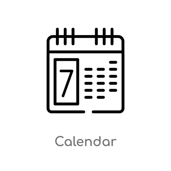Накреслити Векторний Значок Календаря Ізольовані Чорні Прості Лінії Елемента Ілюстрації — стоковий вектор