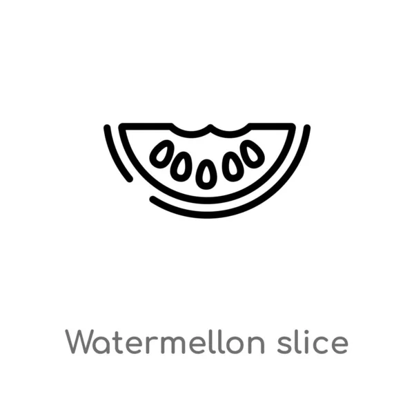 Umreißen Watermellon Slice Vektor Symbol Vereinzelte Darstellung Schwarzer Einfacher Linien — Stockvektor