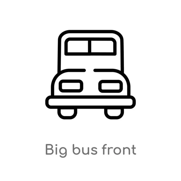 Contorno Gran Icono Vector Frontal Autobús Aislado Negro Simple Línea — Vector de stock