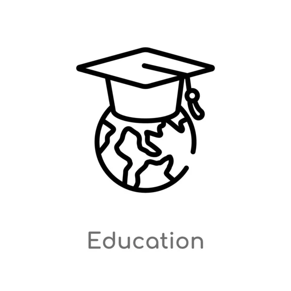 Pictogram Voor Het Overzichts Onderwijs Vector Geïsoleerde Zwarte Eenvoudige Lijn — Stockvector