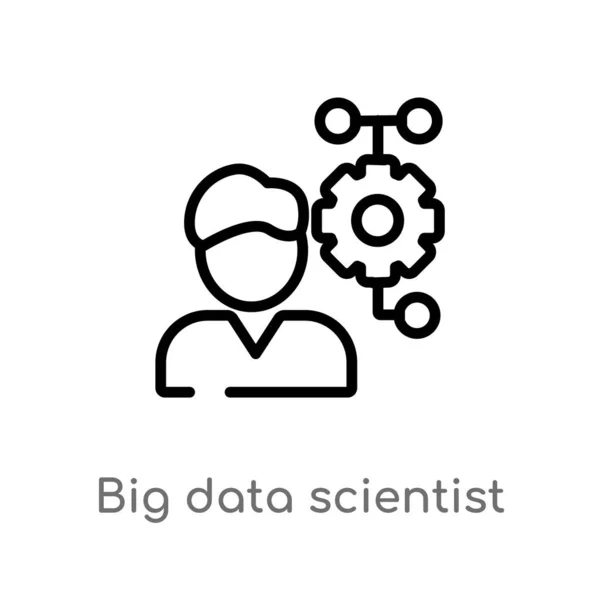 Delinear Ícone Vetor Cientista Big Data Isolado Preto Simples Ilustração —  Vetores de Stock