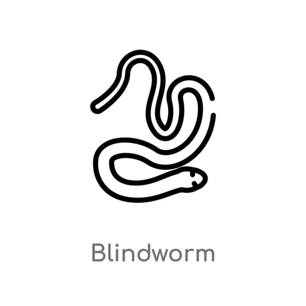 Outline Blindworm Vector Icon Isolated Black Simple Line Element Illustration — Stock Vector