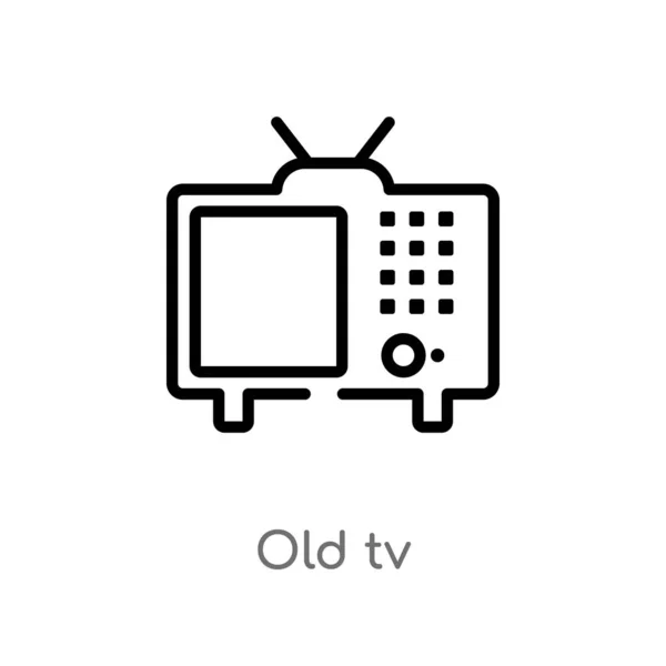 Contorno Viejo Icono Del Vector Televisión Aislado Negro Simple Línea — Archivo Imágenes Vectoriales