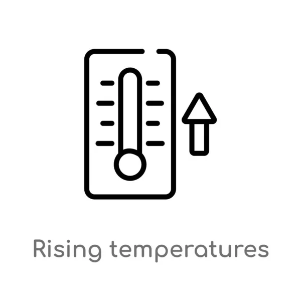 Overzicht Stijgende Temperaturen Vector Icoon Geïsoleerde Zwarte Eenvoudige Lijn Element — Stockvector