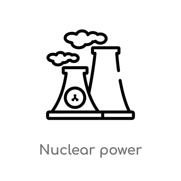 Delinear Ícone Vetor Energia Nuclear Isoladamente Preto Simples Ilustração Elemento — Vetor de Stock