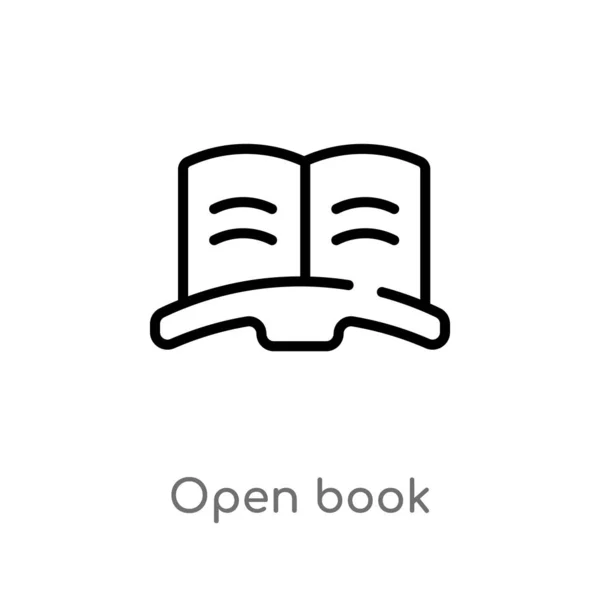 大纲打开书籍矢量图标 从客户服务概念中分离出黑色简单线元素图 可编辑矢量描边在白色背景上打开书籍图标 — 图库矢量图片