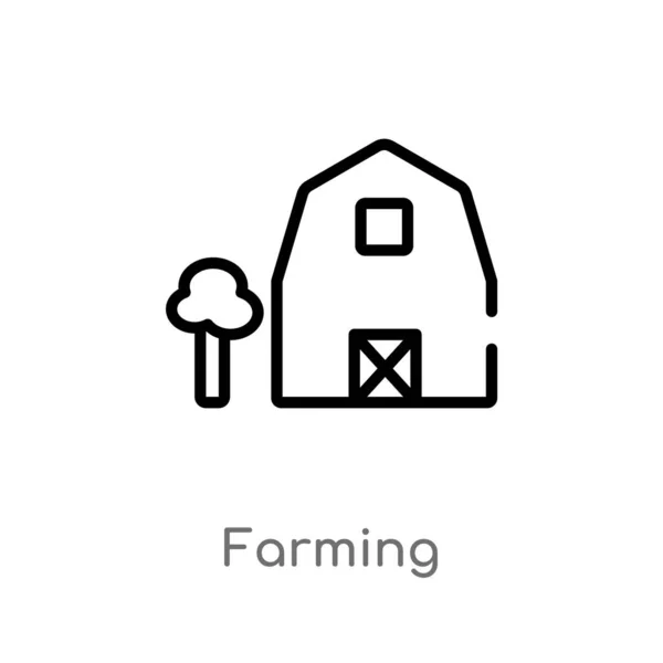 Контур Векторной Иконки Фермерства Изолированный Черный Простой Элемент Линии Иллюстрации — стоковый вектор